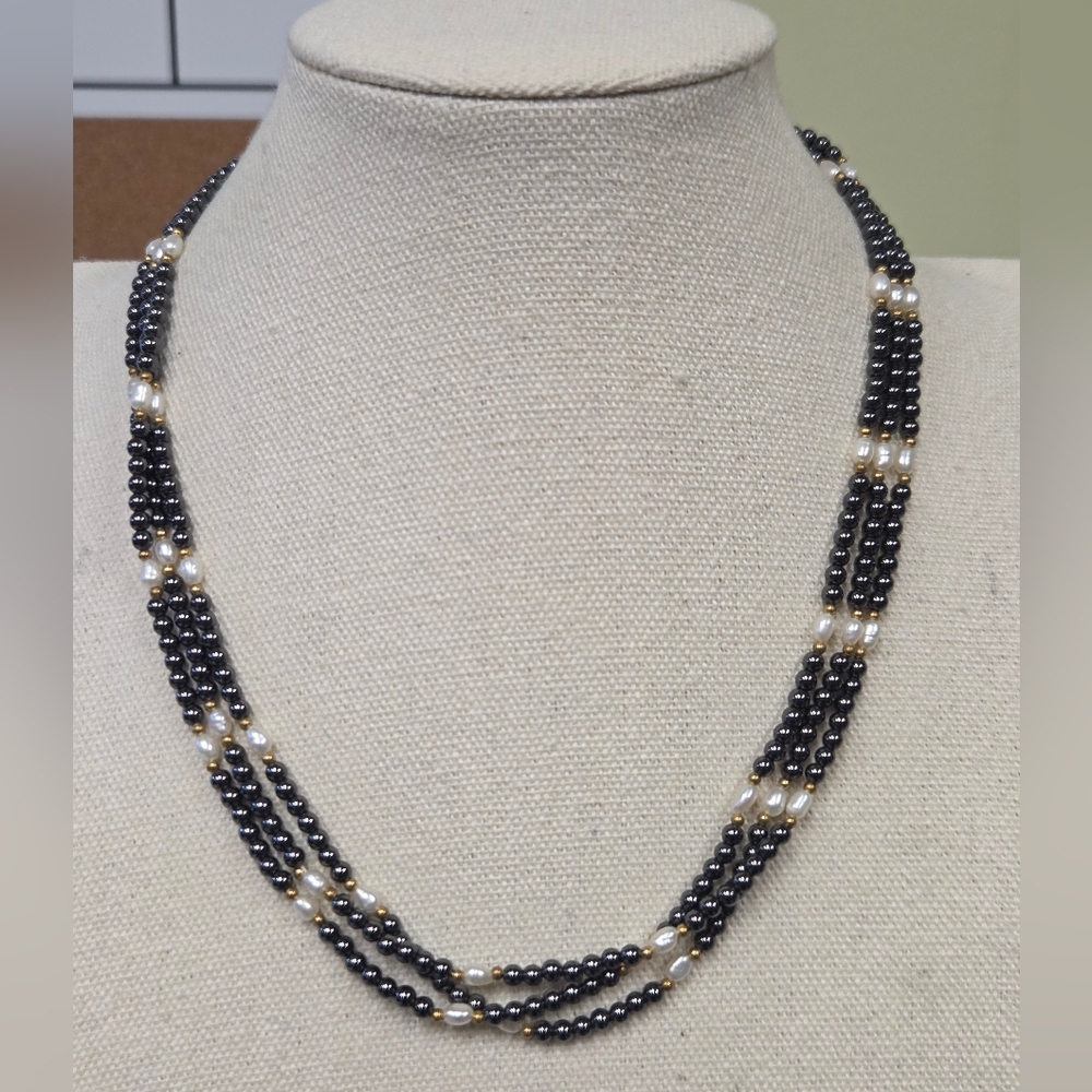 Freshwater Pearl and Hematite Multi-strand Necklace